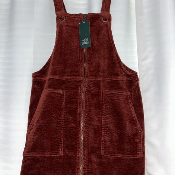{Wild Fable} Burnt Orange Mini Overall Dress with Pockets, BRAND NEW - Picture 3 of 5